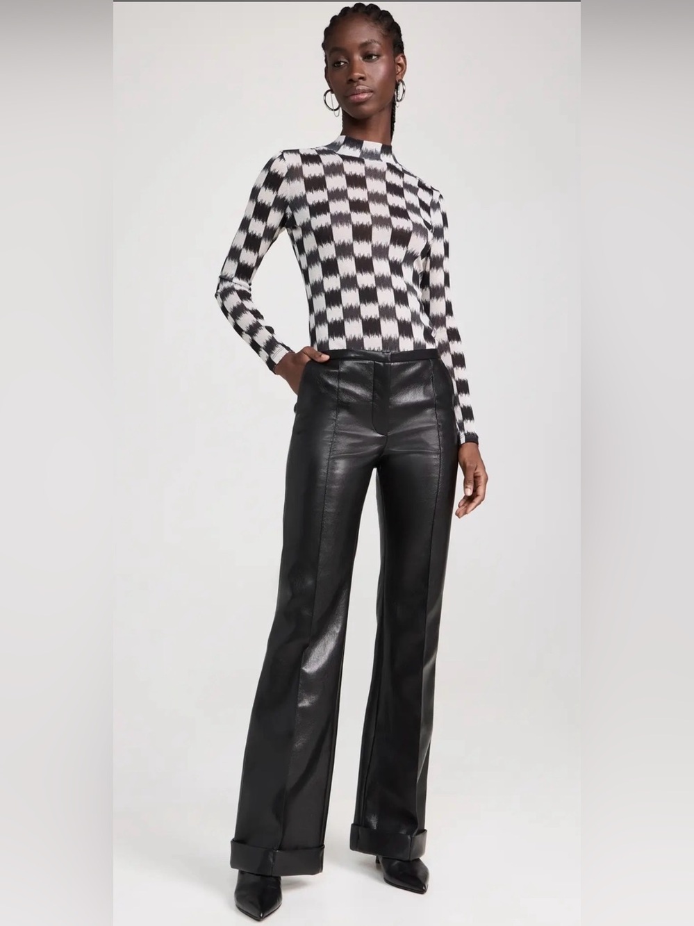 Philosophy di Lorenzo Serafini Black Faux Leather Wide-Leg Jeans